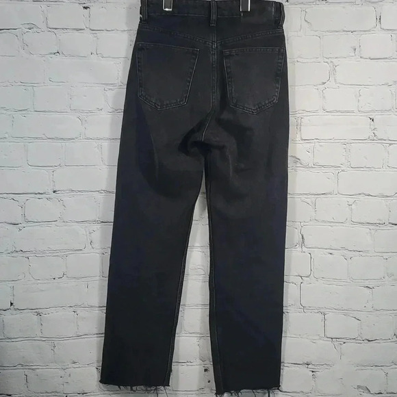 Zara Women's Relaxed Baggy Fit Button Up Black Non Distressed  Unhem Jeans Sz 2 - Picture 5 of 12